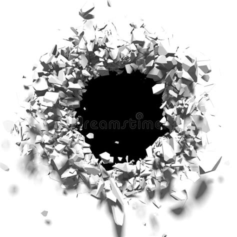 Broken White Wall With A Hole In The Center Stock Illustration