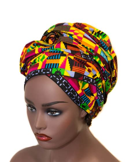 African Fabric Head Wraps Sankofa Kente Scarf Burgundy African Headw