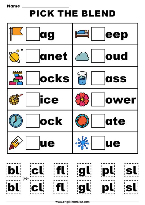 Final Consonant Initial Consonant Blends Worksheets For Grade 3