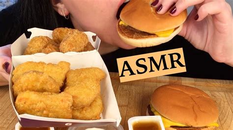 ASMR McDonalds Cheeseburger Nuggets Chili Cheese Tops Mukbang 먹방 No Talking Eating Sounds