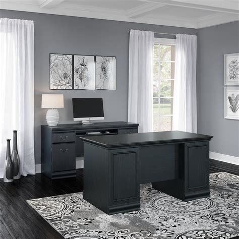 Copper Grove Varna 60 Inch Executive Desk With Credenza In Black