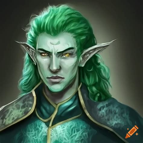 Grizzled Male Sea Elf Captain With Green Hair In Fantasy Dnd Art On Craiyon