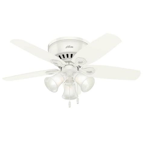 The contemporary dempsey fan comes with led light covered by cased white glass that will keep home interior current and inspired; Hunter Builder Low Pro LED 42-in Satin White LED Indoor ...