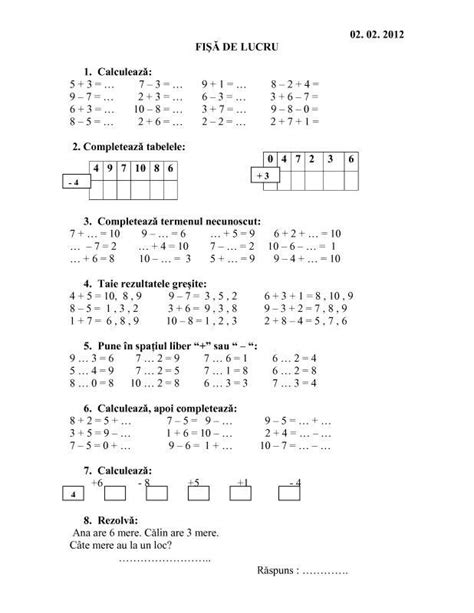 Fise Matematica Dificultate Ridicata 5 7 Ani Kids Math Worksheets