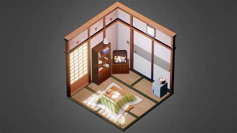 Isometric Japanese Room 3d Model By Anna K Ski Anna Kski 27d3f91