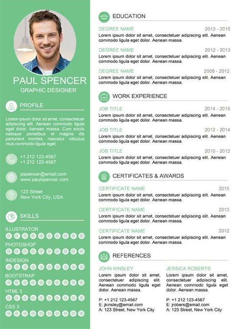 Green Modern Resume Template Download For Word