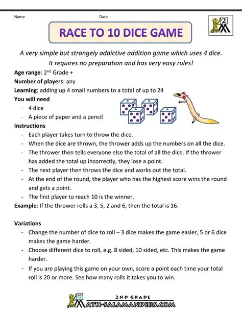 Printable Dice Game Instructions