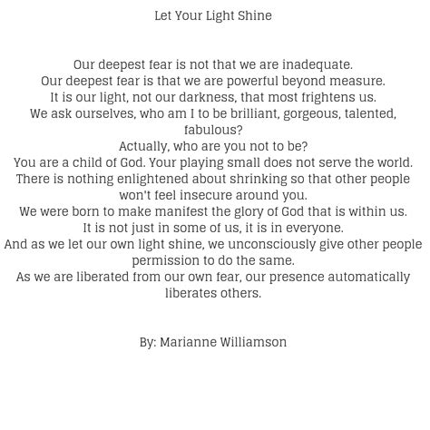 She has written 13 books, including four new york times number one bestsellers in the advice, how to, and miscellaneous category. Let Your Light Shine by Marianne Williamson | Let your light shine, Let it be, Marianne williamson