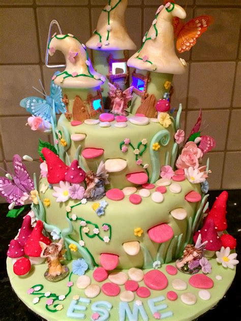 Enchanted Fairy Garden Birthday Cake With Light Up Fairy Houses Cake