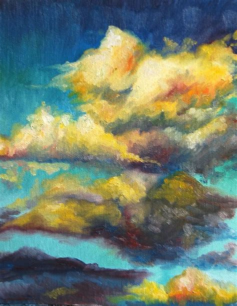 Clouds In Yellow Original Oil Painting Cloud Landscape Etsy Oil