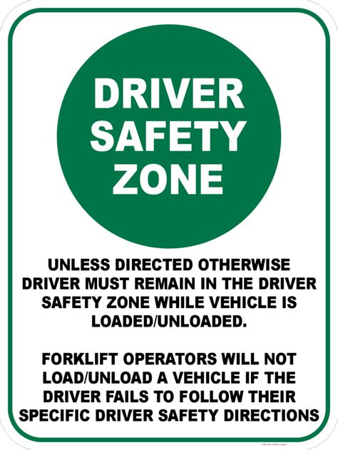 Driver Safety Zone Sign V2673 National Safety Signs
