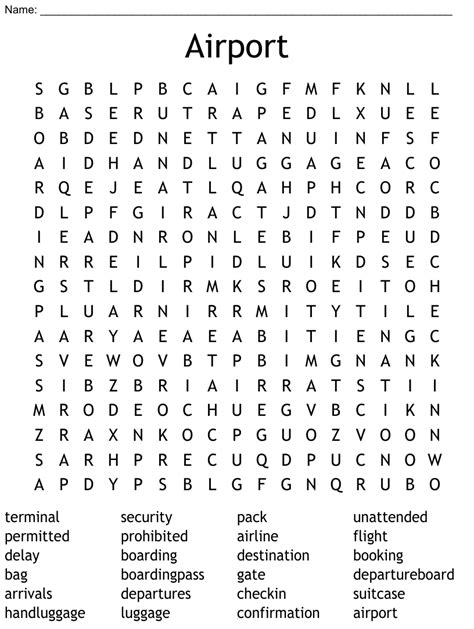 Airport Word Search WordMint