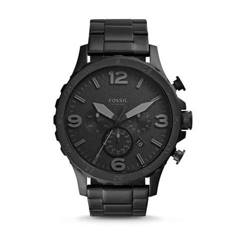 Fossil Nate Chronograph Stainless Steel Watch Black Jr1401 Fossil