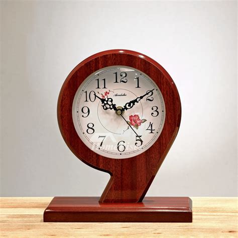 Wooden Desk Clock White Brown Modern Minimalist Creative Silent