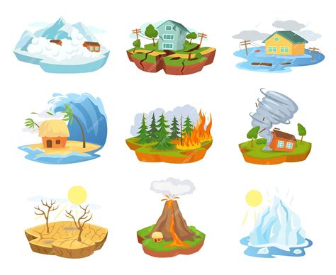 Dibujos Animados Desastres Naturales Y Catástrofes Clima Extremo