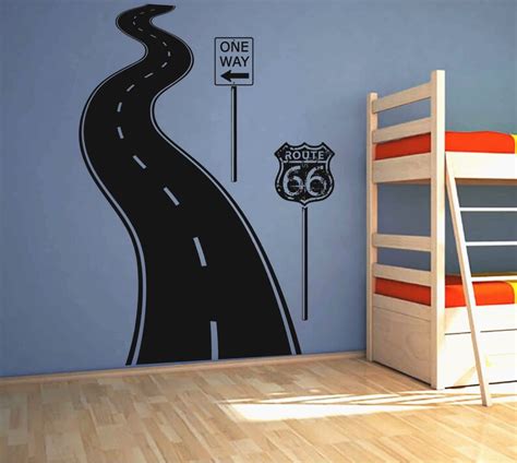 Road 66 Wall Decal Road Highway Decal Tire Tracks Sticker Etsy