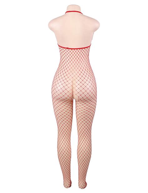 Open Up Red Sexy Fish Net Lace Bodystocking Ohyeah