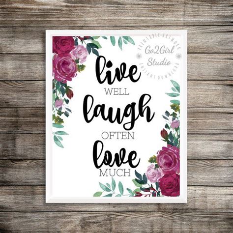 Inspirational Print Live Laugh Love Printable Wall Art Art Print