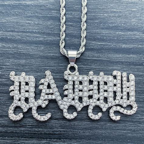 Iced Out Daddy Necklace Cubic Zirconia Lil Peep Pendant With Etsy