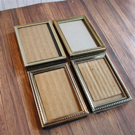 Vintage 2x3 Metal Gold Brass Colored Photo Picture Frame Set Of 4