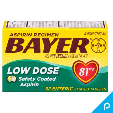 Buy Bayer Low Dose Safety Coated Baby Aspirin 81 Mg Tablets 32 Ea
