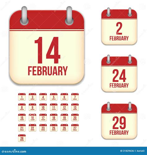 February Vector Calendar Icons Royalty Free Stock Image Image 31829636