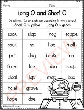 In this early reading worksheet in this early reading worksheet, your child identifies simple words with a short o vowel sound in the. Long O & Short O Coloring! 4 pages by Ford and Firsties | TpT