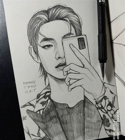 Taehyung Fanart Bts Drawings Word Art Drawings Celebrity Art Drawings