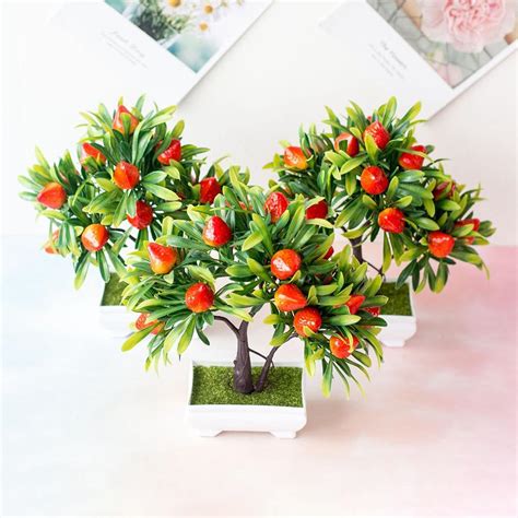 2020 Hot Potted Artificial Plants Bonsai Fruit Strawberry Tree Potted
