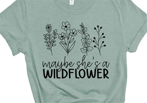 Digital Wildflowers Svg Woman Tee Cut File Svg Floral Boho Teen Girl