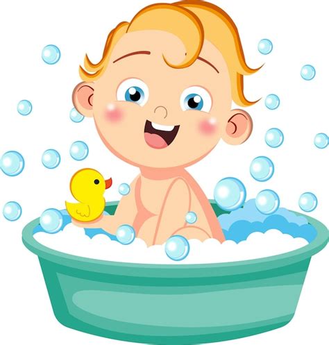 Vector Gratis Un Bebé Tomando Un Baño Vector Premium