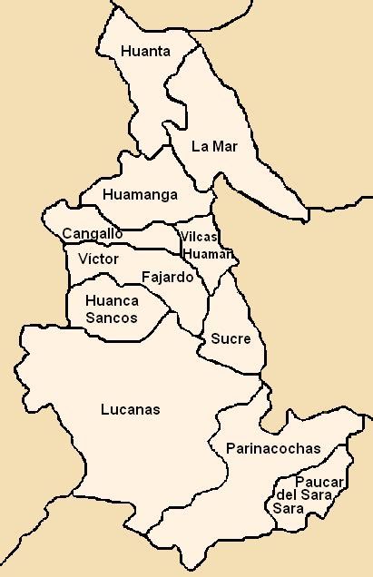 Mapa De Ayacucho Con Sus Provincias Guía Turística De Ayacucho
