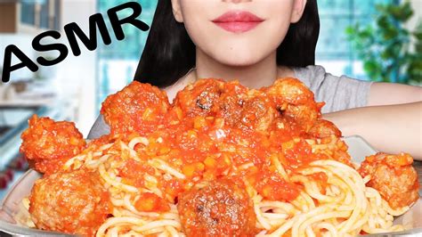 Asmr Mukbang Spaghetti Bolognese With Meatballs Eating Sounds