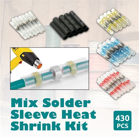 450x Heat Shrink Mix Solder Sleeve Kit Butt Waterproof Splice Wire Con