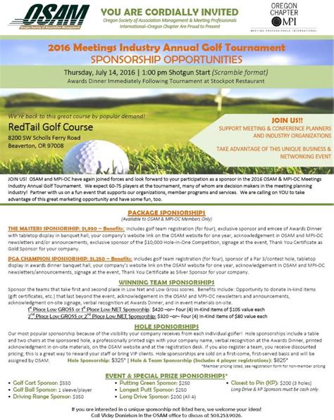Sample Sponsorship Letter For Golf Tournament