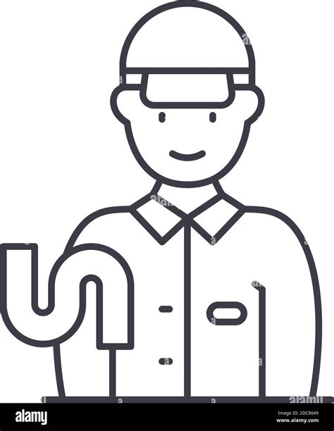 Plumber Icon Linear Isolated Illustration Thin Line Vector Web