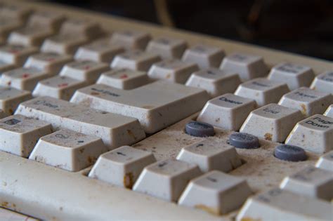 A Fragment Of Dirty And Dusty Computer Keyboard Closeup Stock Photo