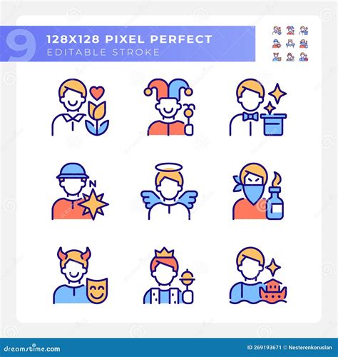 Personalities And Archetypes Flat Vector Icons Set Stock Photo