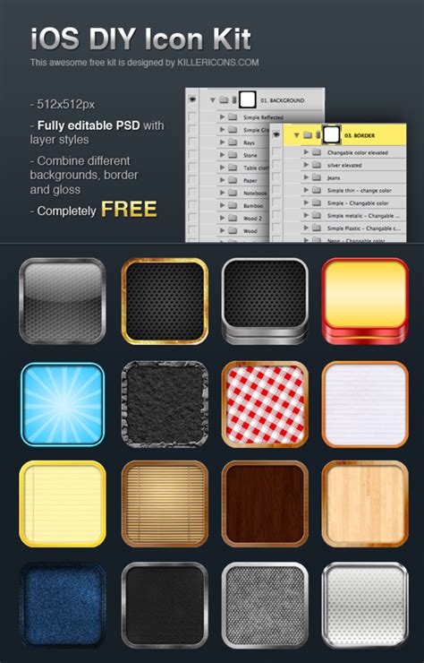 It includes five gorgeous, multipurpose templates. iOS App Icon Kit Templates PSD | Ios app icon, App icon ...