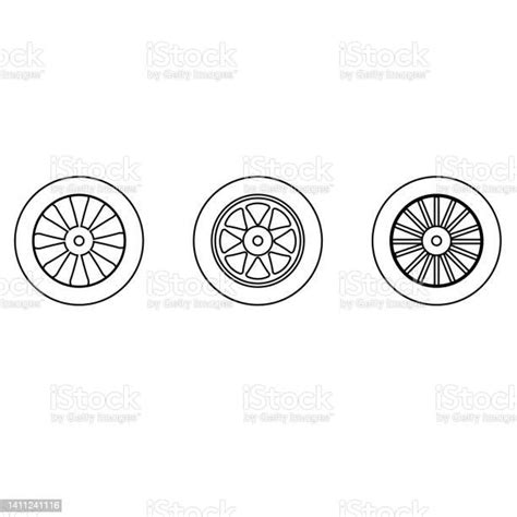 Car Wheel Symbol In The Style Of The Line Vector Illustration Stock