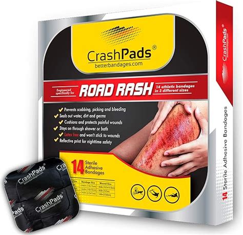 Crashpads® Adhesive Bandages For Road Rash Raspberries Cuts Scrapes