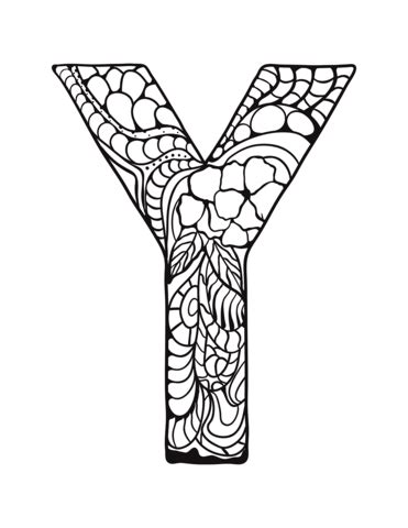 All three variations include a picture of a yak and the word 'yak'. Letter Y Zentangle coloring page | Free Printable Coloring ...