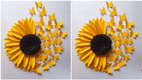 Sunflower With Butterfly Wall Decor Diy Home Decor Idea Easy Paper