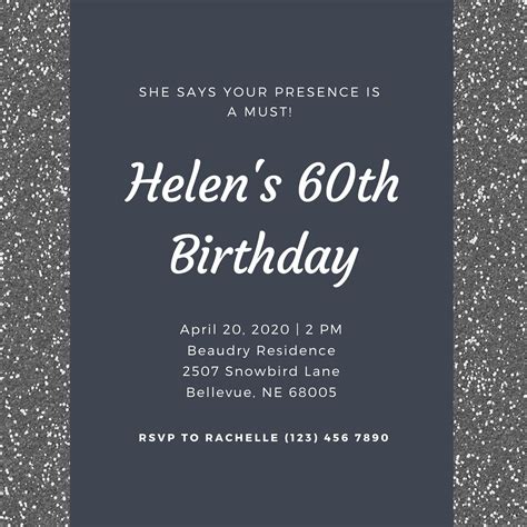 60th Birthday Invitation Cards Templates | My XXX Hot Girl