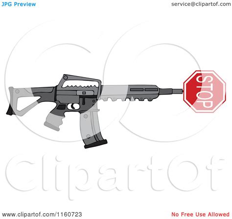 Cartoon Of A Black Semi Automatic Assault Rifle With A