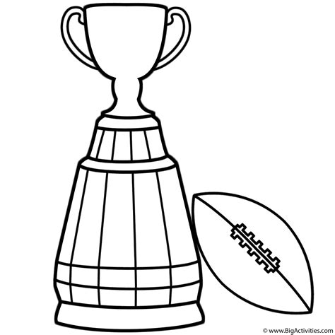 Super Bowl Trophy With Football Coloring Page Super Bowl