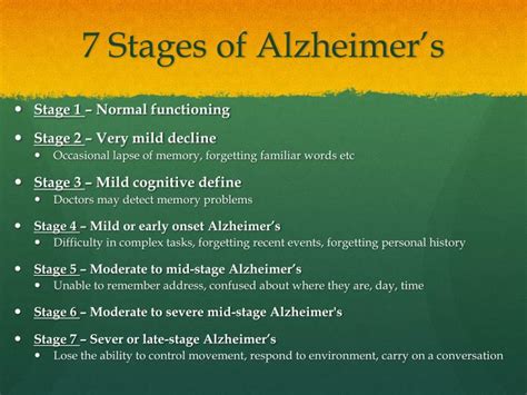 7 Stages Of Alzheimer S Printable
