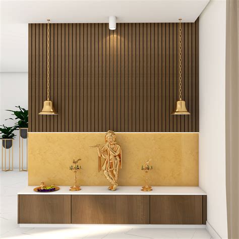 Modern Spacious Pooja Room Design With Bells Livspace