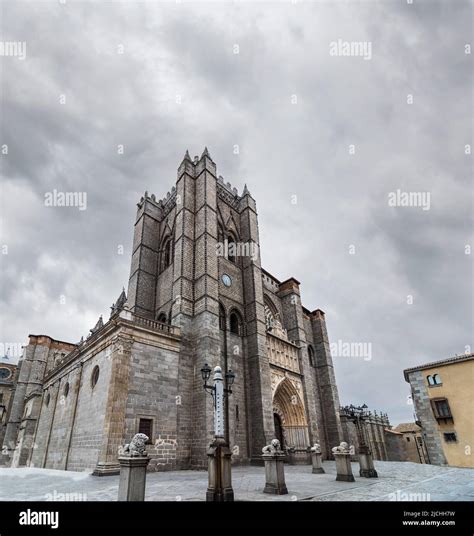Main Entrance Of Avila Cathedral Castile And Leon Spain Stock Photo
