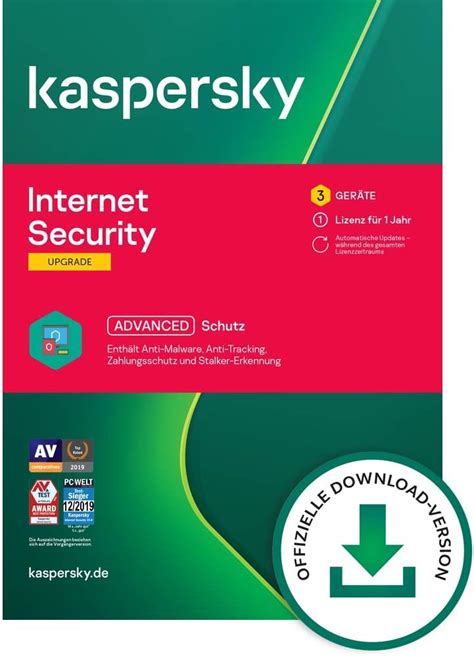 Kaspersky Internet Security 2021 Upgrade 3 Geräte 1 Jahr Windows